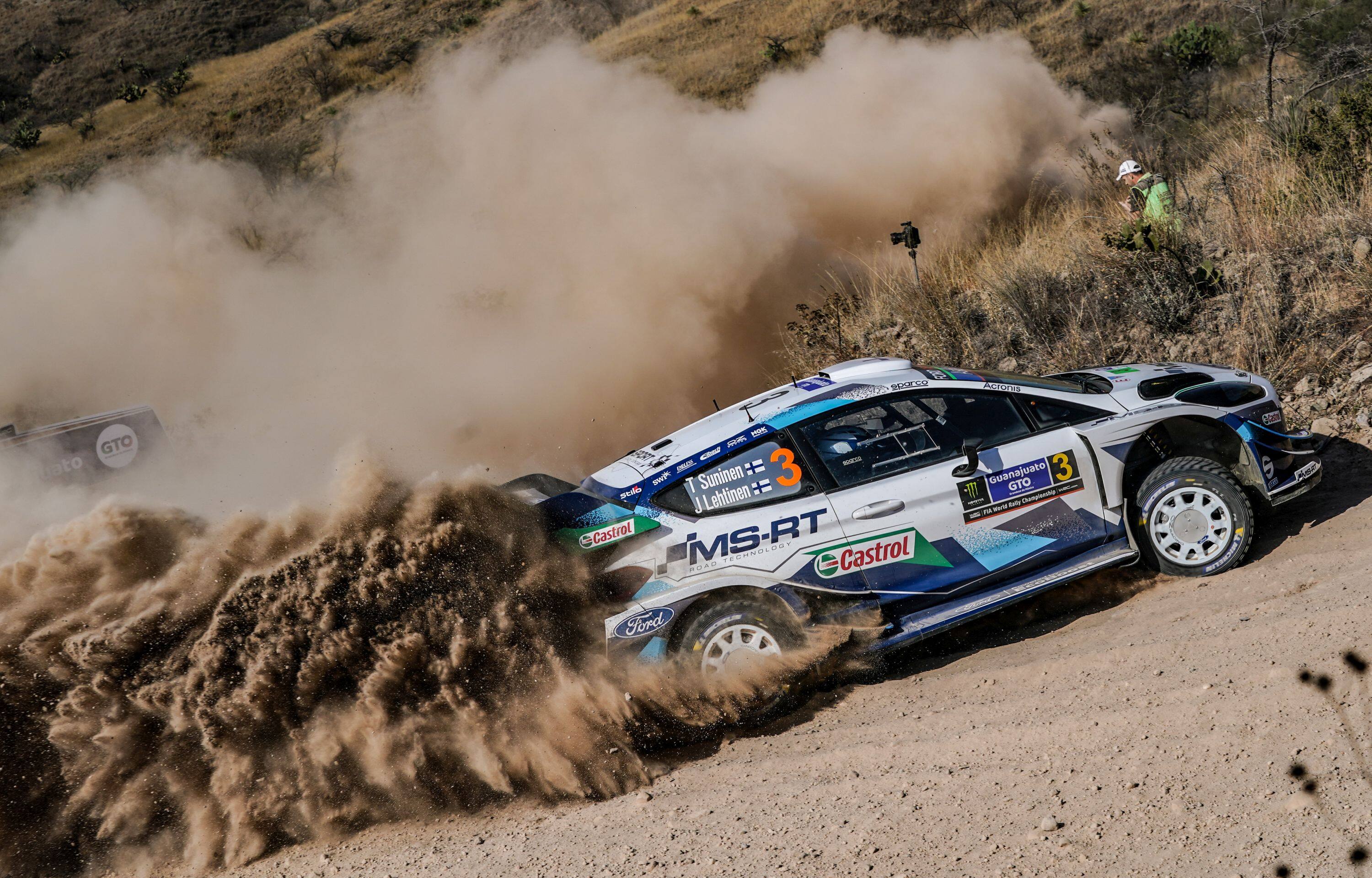 Fiesta driver Teemu Suninen and co-driver Jarmo Lehtinen finished third after a strong performance. Fiesta driver Teemu Suninen and co-driver Jarmo Lehtinen finished third after a strong performance.